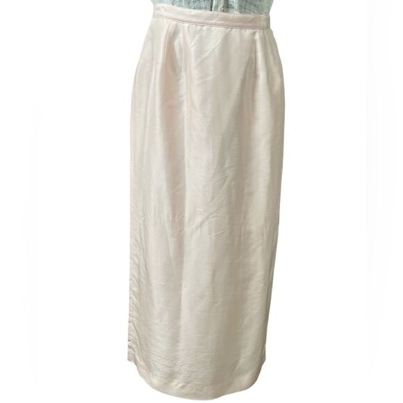 Lord & Taylor Petal Pastel Pink 100% Silk Maxi Pencil Skirt Size 16 Quiet Luxury - Picture 1 of 4